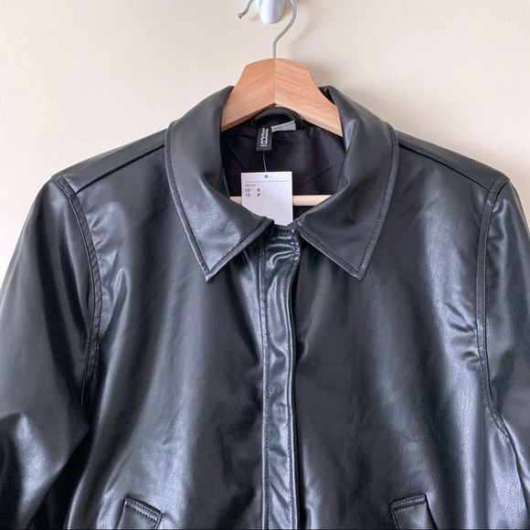 H&M Bomber Style Faux Leather Jacket - Picture 2 of 8